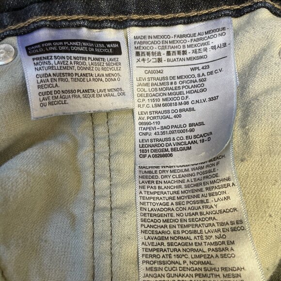 Levis Jeans Men Sz 32 x 32 Blue 511 Slim Dark Rinse Black Patch Raw Hem Modified - Picture 6 of 12